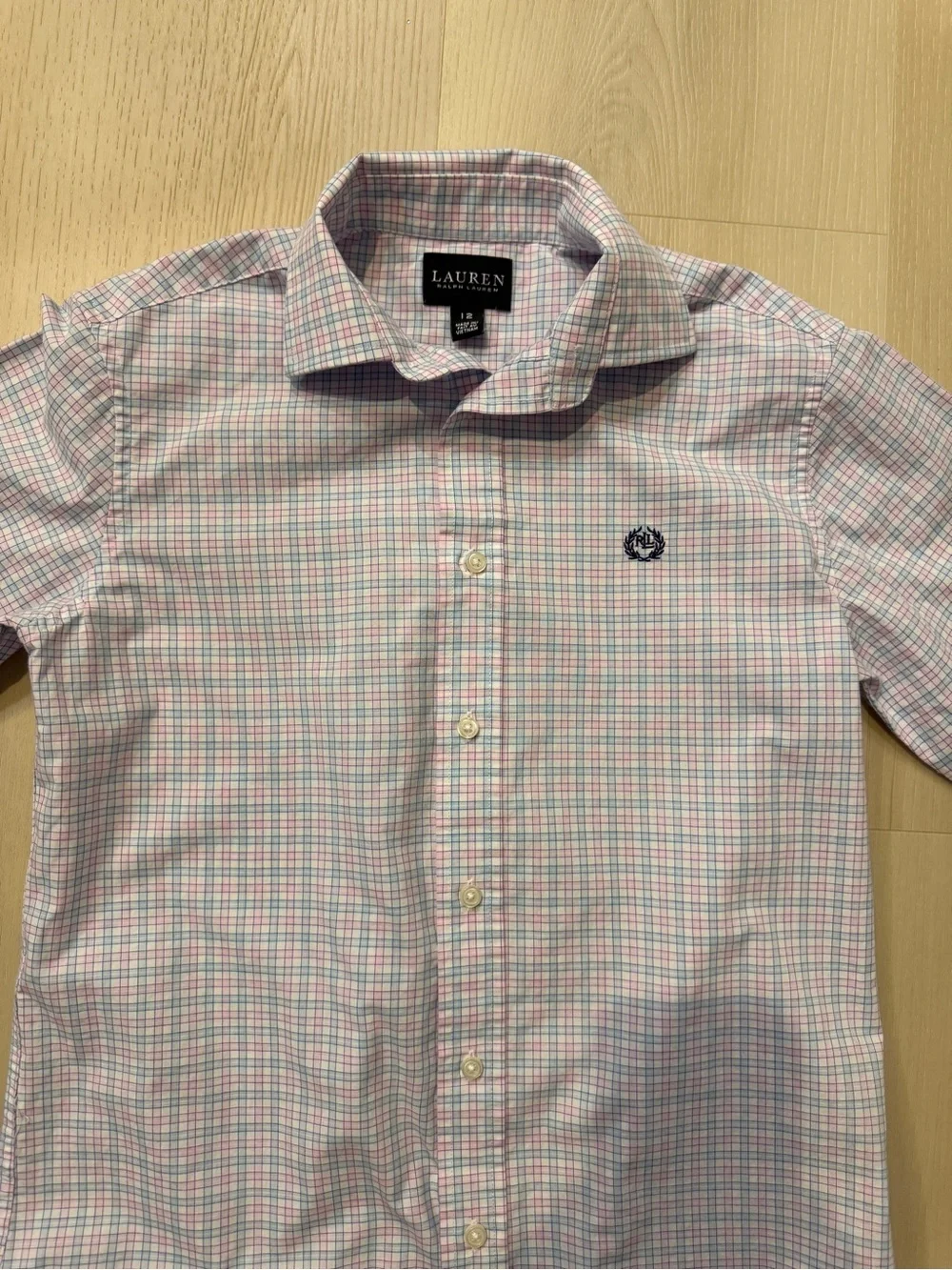 Lauren Ralph Lauren Pink Blue Plaid Button-Down Shirt - Boys